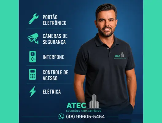 Equipe ATEC de técnicos especializados em portão eletrônico e câmeras de segurança em Florianópolis